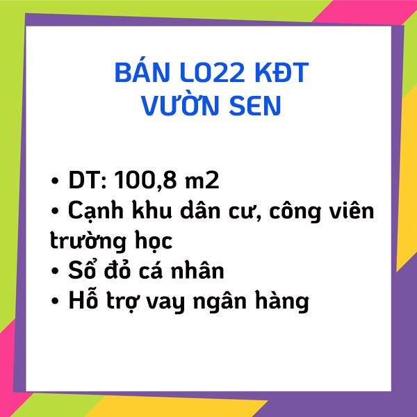 Bán đất LO22 khu đô thị Vườn Sen Đồng Kỵ Từ Sơn